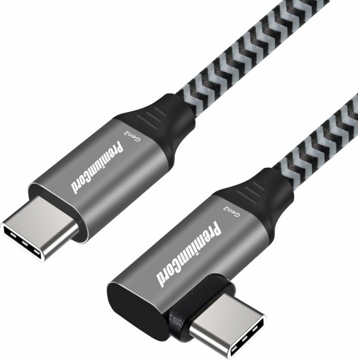 Imagine Cablu USB 3.2-C Gen 2 la USB type C unghi 90 grade T-T brodat 3m 100W, ku31cu3